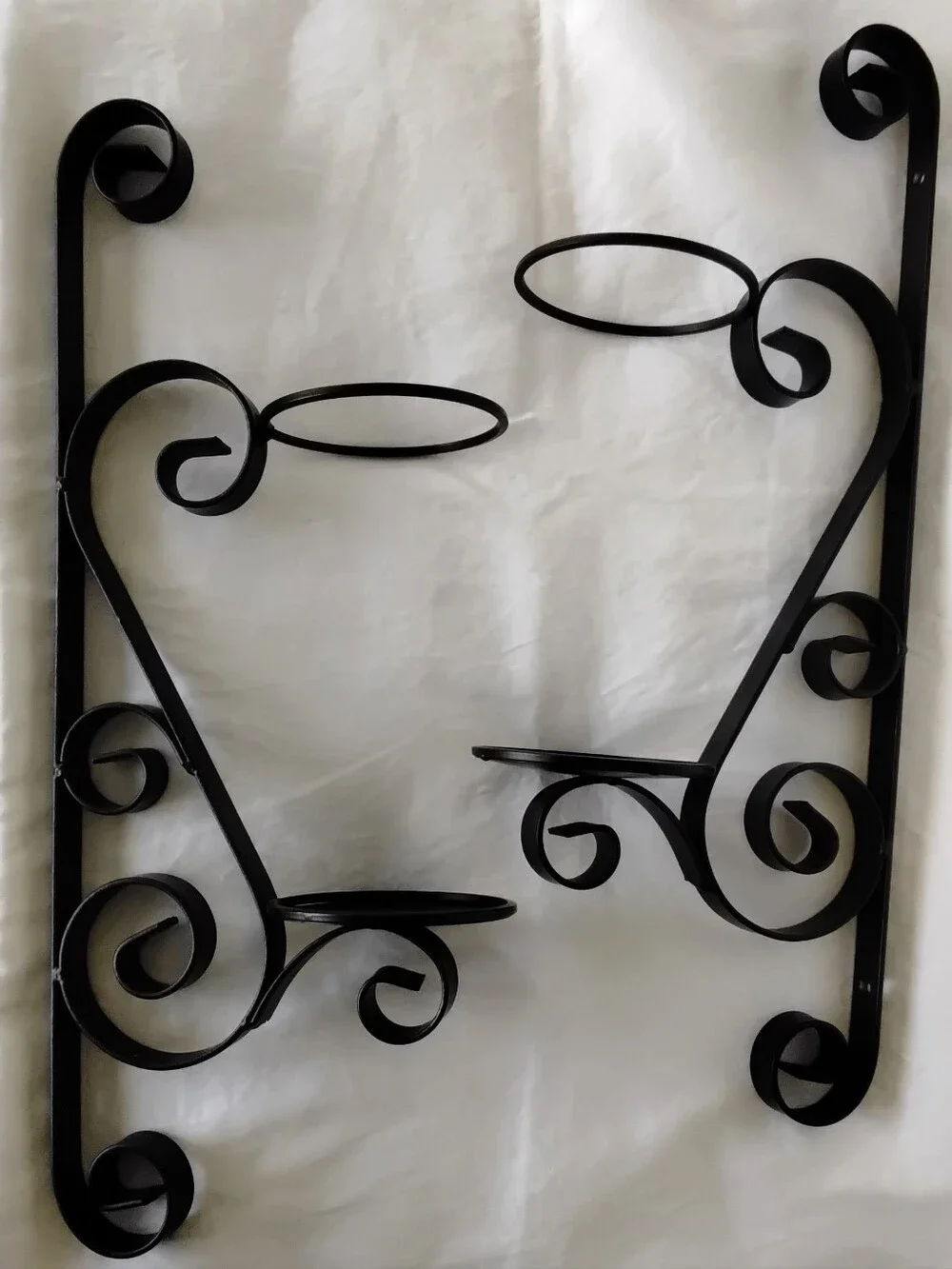 Set Of 2 Decorative Black Metal Wall Sconce Double Candle Holders